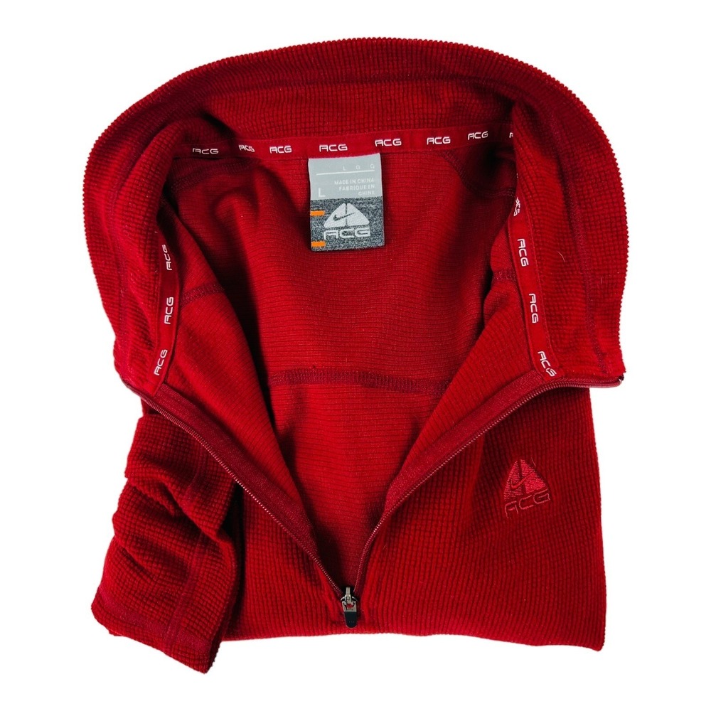 Nike ACG Red 1/4 Zip Polyester‎ Pullover Sweater Mens Size Large L